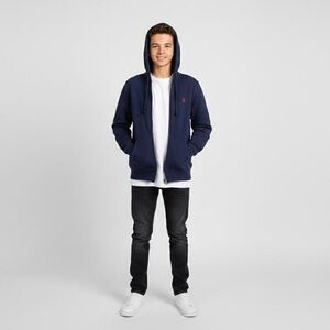 Polo Ralph Lauren Boys Large 14-16 Full-Zip Hoodie Navy Blue Red Pony Preppy